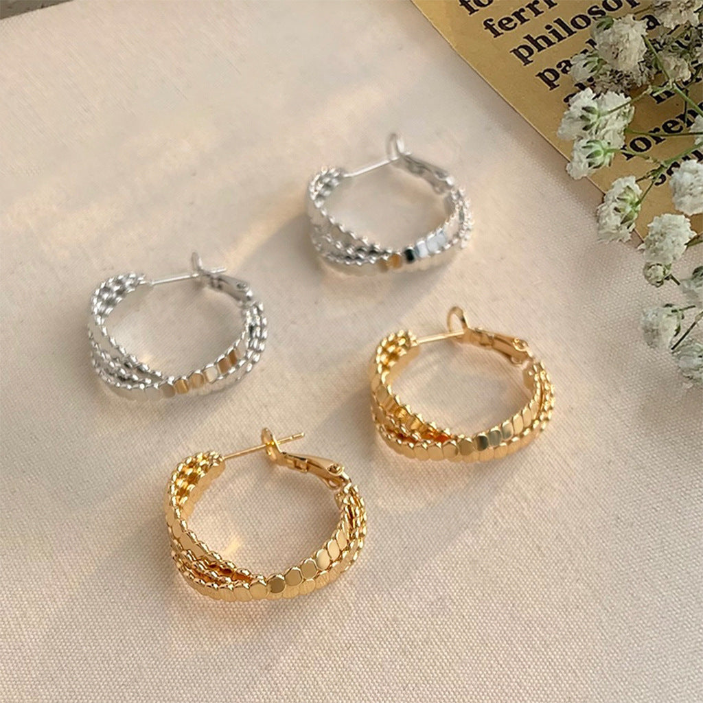 A廠-時尚通勤高級感鍍14K圓形幾何百搭耳環2025年新款耳環飾品工廠「5721-5722」25.04-3