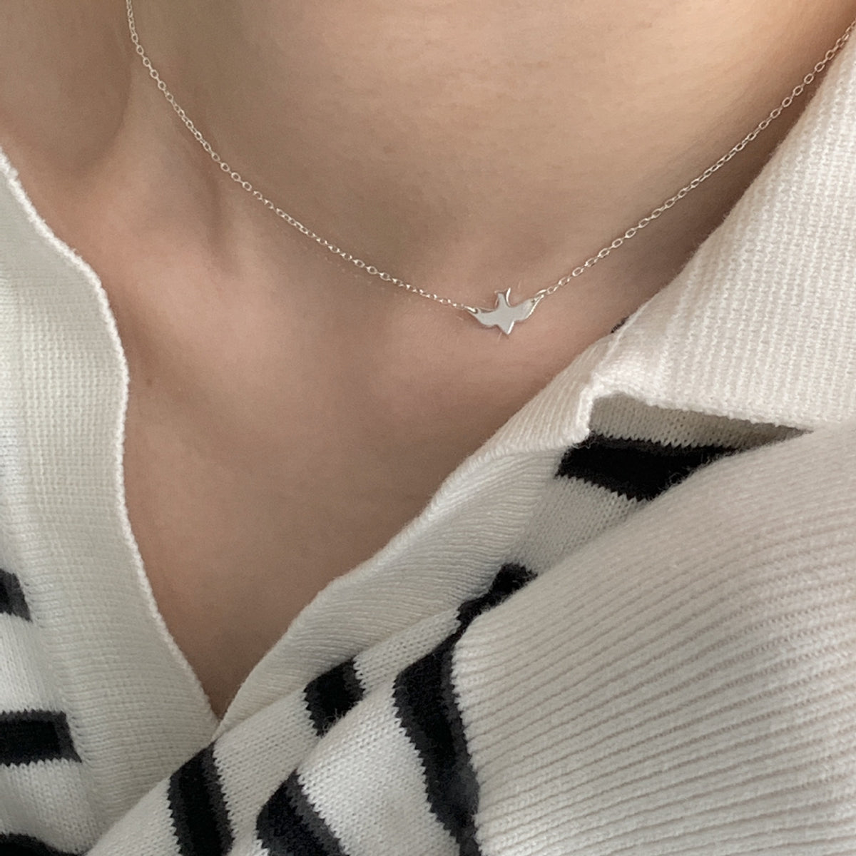 F廠-韓國韓版925純銀自由的小鳥choker項鍊短款脖鏈頸鏈飾「B456」25.05-2