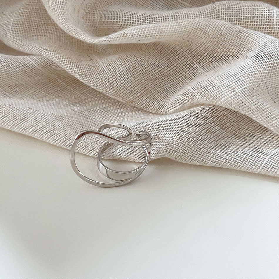 F廠-跨境歐美韓國雙層925純銀橢圓戒指簡約輕奢朋克指環戒指批發代發「J1433」25.09-1