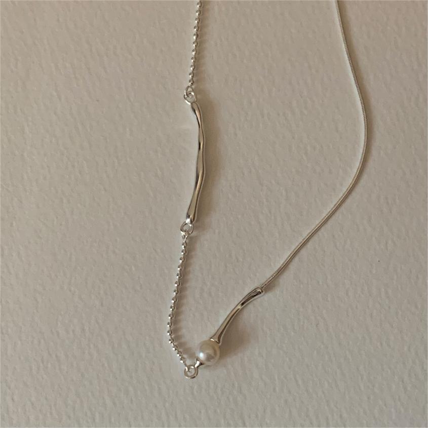 F廠-韓國韓版925純銀珍珠項鍊簡約氣質ins網紅小紅書項鍊「B1295」24.06-2