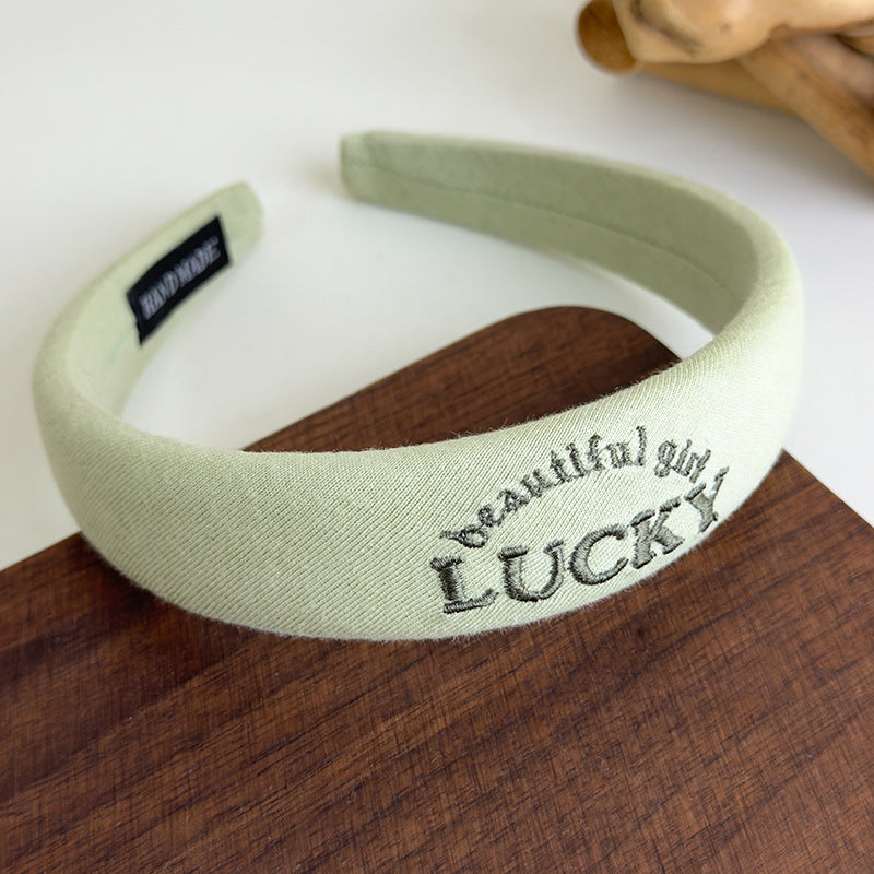 E廠-韓國網紅同款髮箍女布藝高顱頂刺繡字母髮箍髮卡百搭簡約頭箍髮飾「27082」25.06-3