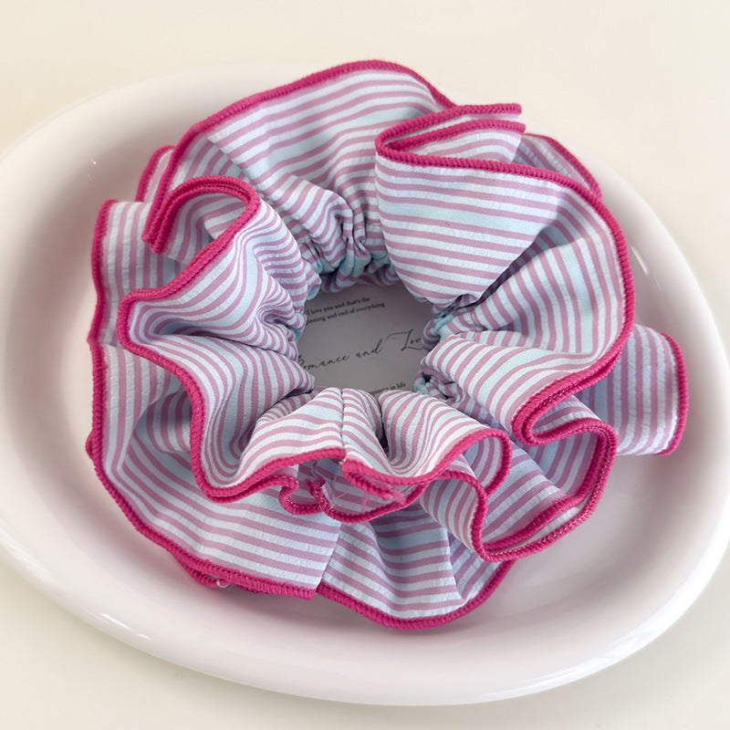 E廠-韓系多巴胺風格彩色多層條紋大腸髮圈頭繩時髦馬尾丸子頭髮繩新款「26919」25.05-3