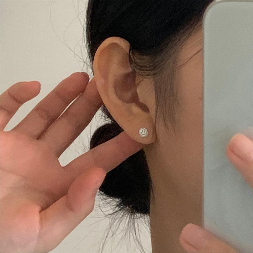 F廠-韓國韓版925純銀笑臉星星花朵耳環耳扣簡約冷淡風氣質ins「C1253」25.08-3