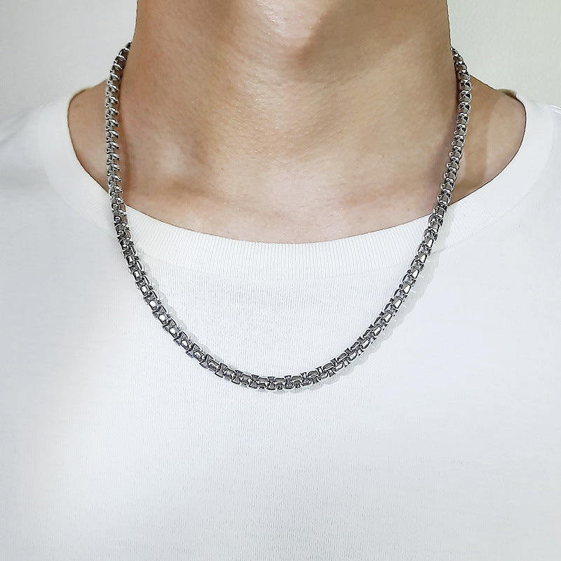 G廠-鈦鋼珍珠鏈配鏈面寬2MM/3MM/4MM/5MM/6MM/7MM吊墜鋼色項鍊「NC-100」25.08-3