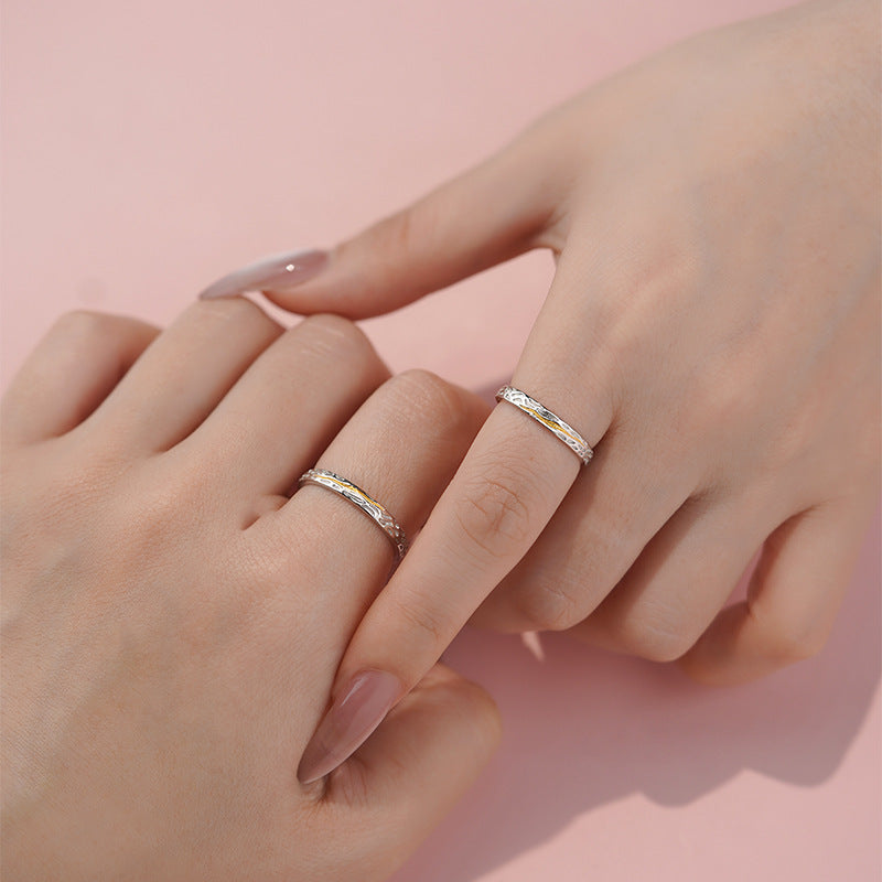 D廠-S999足銀肌理感情侶對戒小眾簡約質感幾何輕奢手飾「YC4842R_1」25.05-1