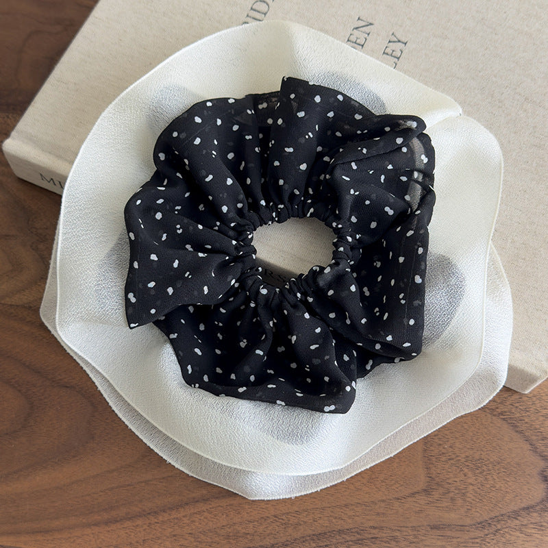 E廠-雪紡大腸髮圈超大號波點2025新款紮頭髮丸子頭高級感氣質頭花法式「27037」25.05-5