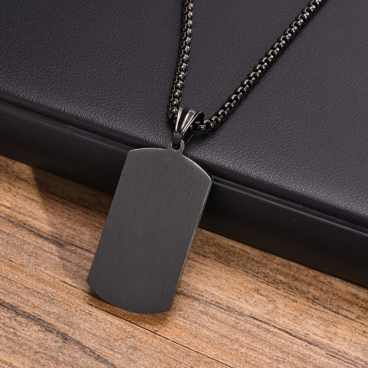 G廠-鈦鋼黑色吊牌 不鏽鋼白色鋯石狗牌吊墜項鍊「PN-1689」25.09-2