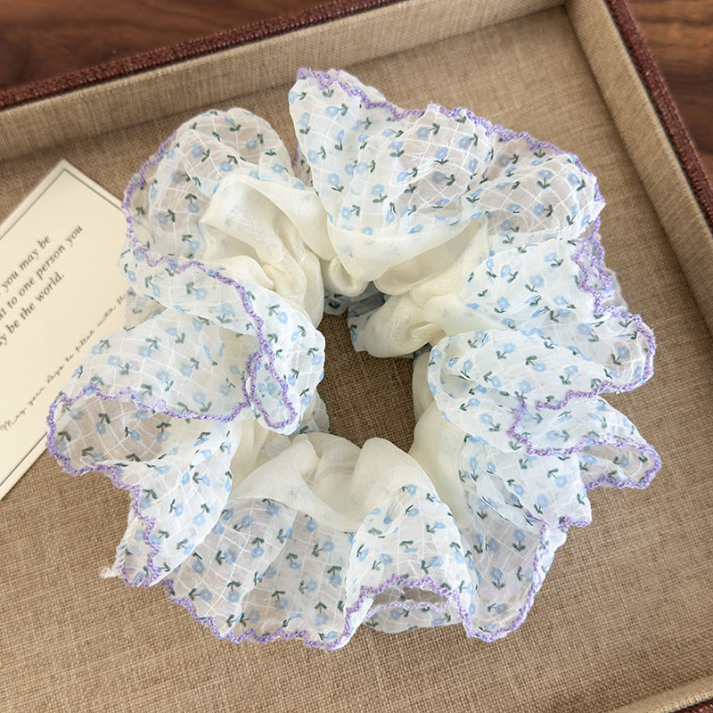 E廠-彩虹泡泡 繡球碎花髮圈高級感法式溫柔大腸圈頭繩髮飾低馬尾髮飾「26937」25.05-3