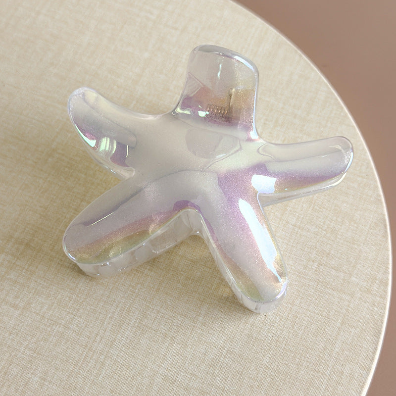 E廠-韓版個性甜美百搭大號彩色海星雞蛋花抓夾度假風簡約花朵鯊魚夾女「27045」25.06-1