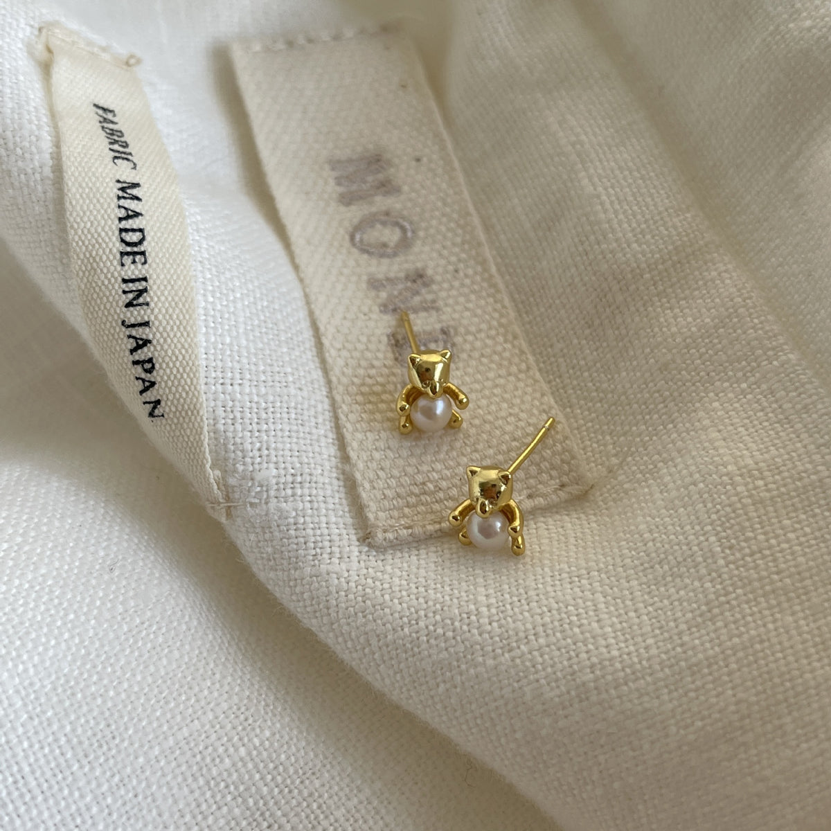 F廠-韓國韓版925純銀耳釘耳扣女小熊珍珠ins風小紅書耳環耳飾「C845」25.06-3