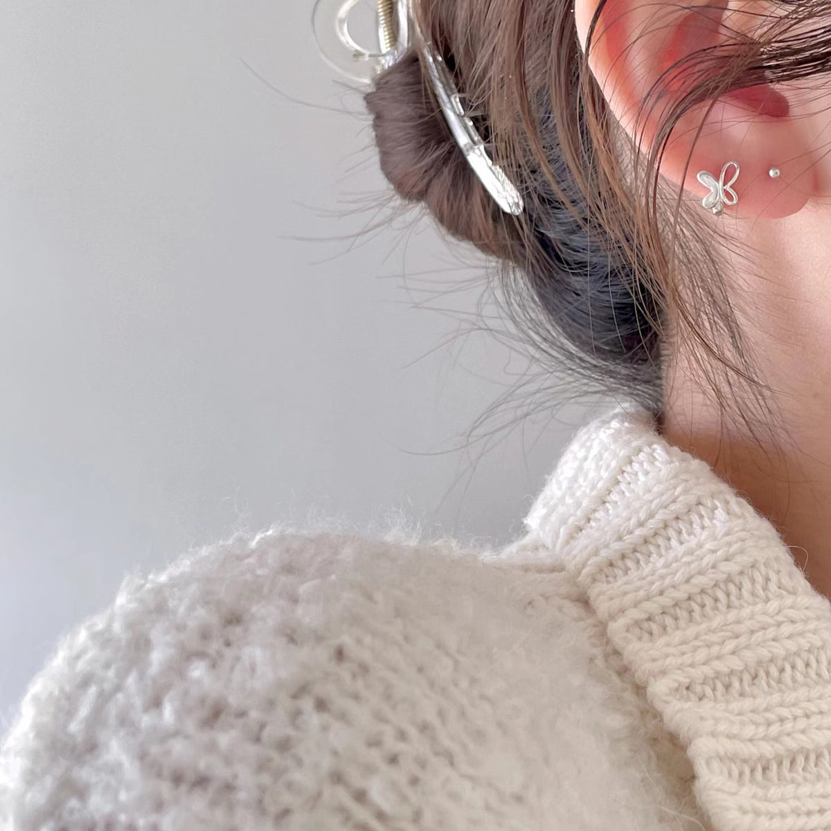F廠-韓國韓版925純銀蝴蝶耳環 女簡約時尚ins風耳環耳飾「C955」25.05-4