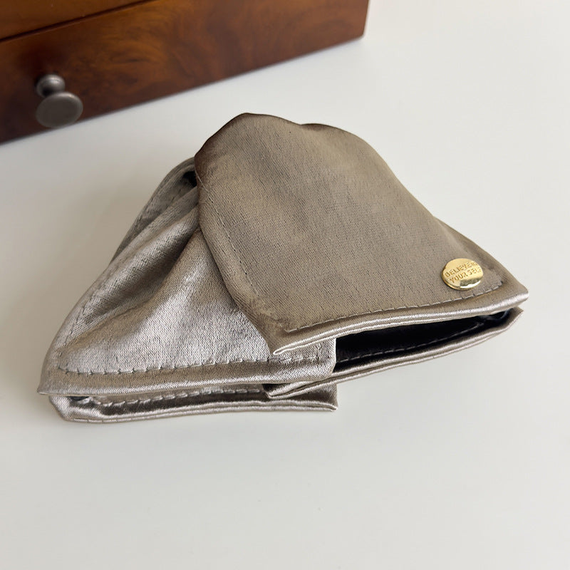 E廠-緞面貝殼三角抓夾純色布藝鯊魚夾高級感通勤盤髮夾子氣質髮飾髮抓「27064」25.06-2