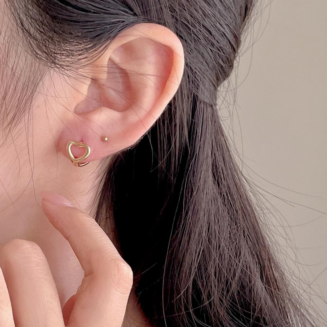 F廠-韓國韓版925純銀愛心耳扣耳環簡約氣質百搭ins耳飾「C1391」25.05-3