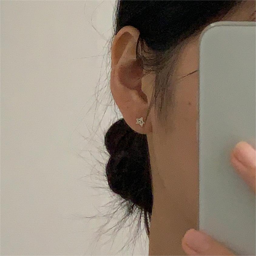 F廠-韓國韓版925純銀笑臉星星花朵耳環耳扣簡約冷淡風氣質ins「C1253」25.08-3