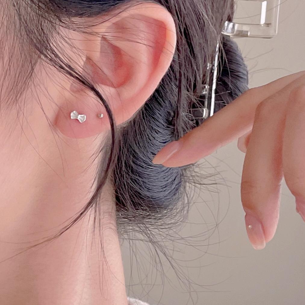 F廠-韓國韓版925純銀蝴蝶結耳釘耳環簡約氣質百搭ins風耳飾「C1395」25.06-2