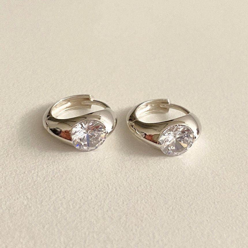 F廠-韓國韓版925純銀鋯石耳扣耳環簡約氣質百搭ins風耳飾「C1337」25.05-1