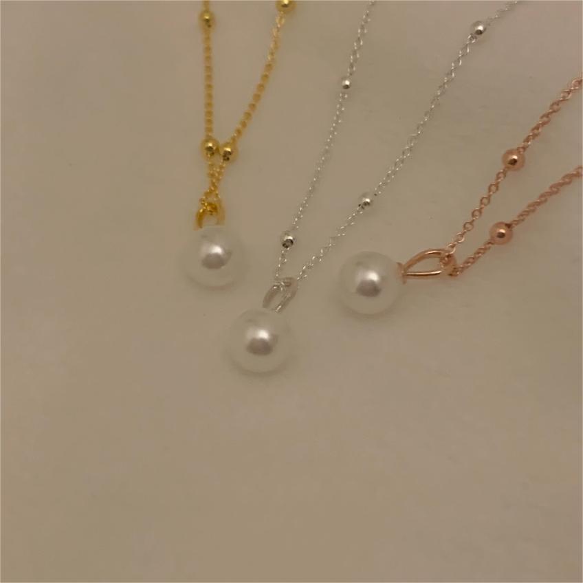 F廠-韓國韓版925純銀珍珠項鍊簡約網紅小紅書冷淡風間珠項鍊「B1166」25.08-2