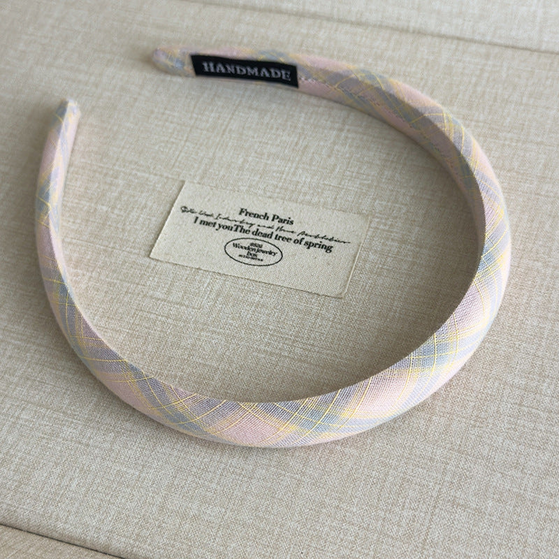 E廠-小清新甜美糖果色格紋細髮箍頭飾時尚氣質高顱頂窄邊頭箍髮卡女「27097」25.06-3