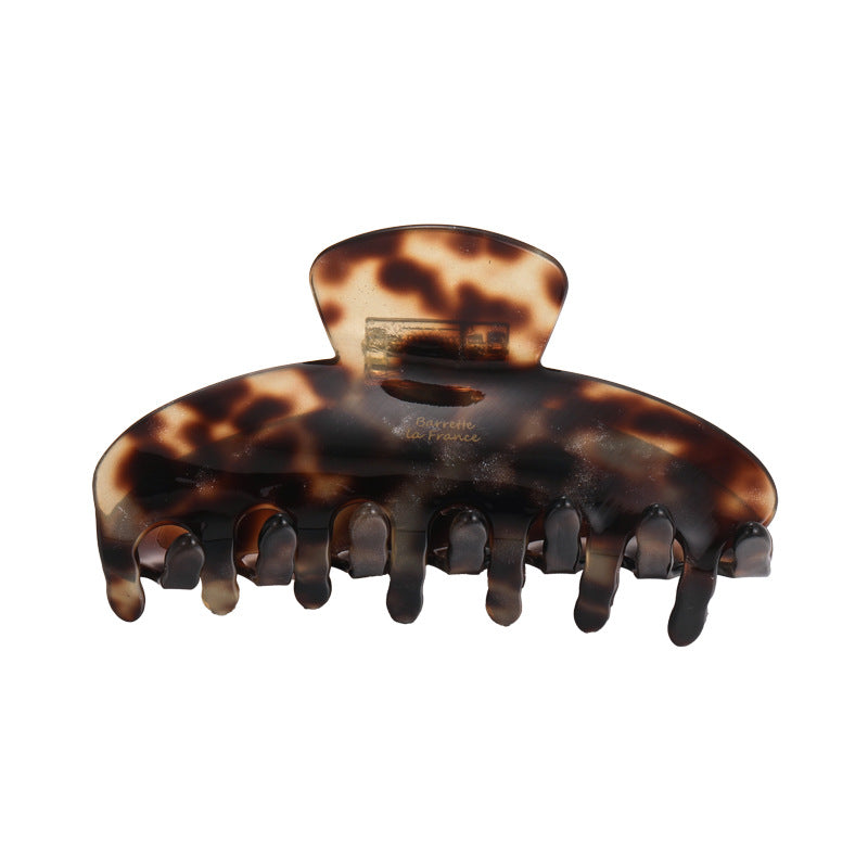 E廠-韓國ins老錢風焦糖細閃豹紋醋酸抓夾法式復古高級感鯊魚夾子頭飾「27179」25.07-1