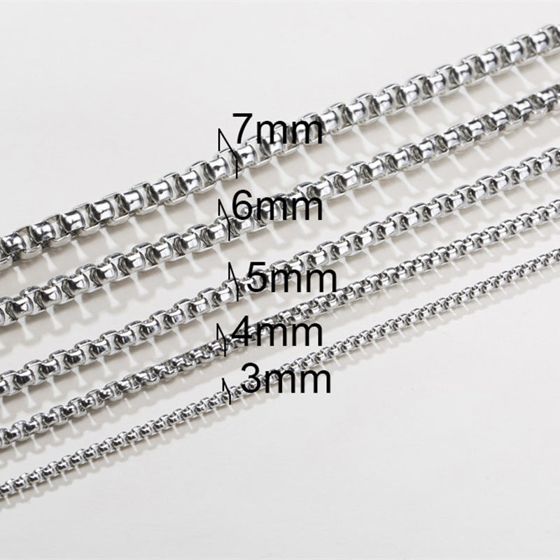 G廠-鈦鋼珍珠鏈配鏈面寬2MM/3MM/4MM/5MM/6MM/7MM吊墜鋼色項鍊「NC-100」25.08-3