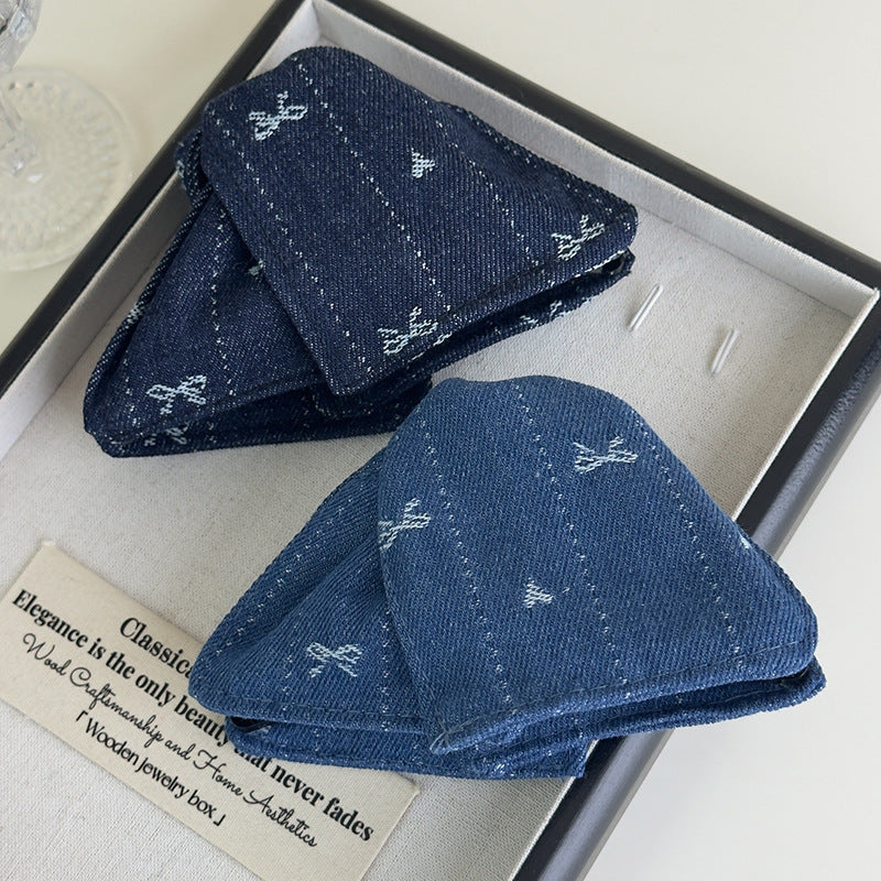 E廠-韓系牛仔蝴蝶結三角抓夾飽滿後腦勺盤髮夾夏日氛圍感髮量多鯊魚夾「27126」25.06-4