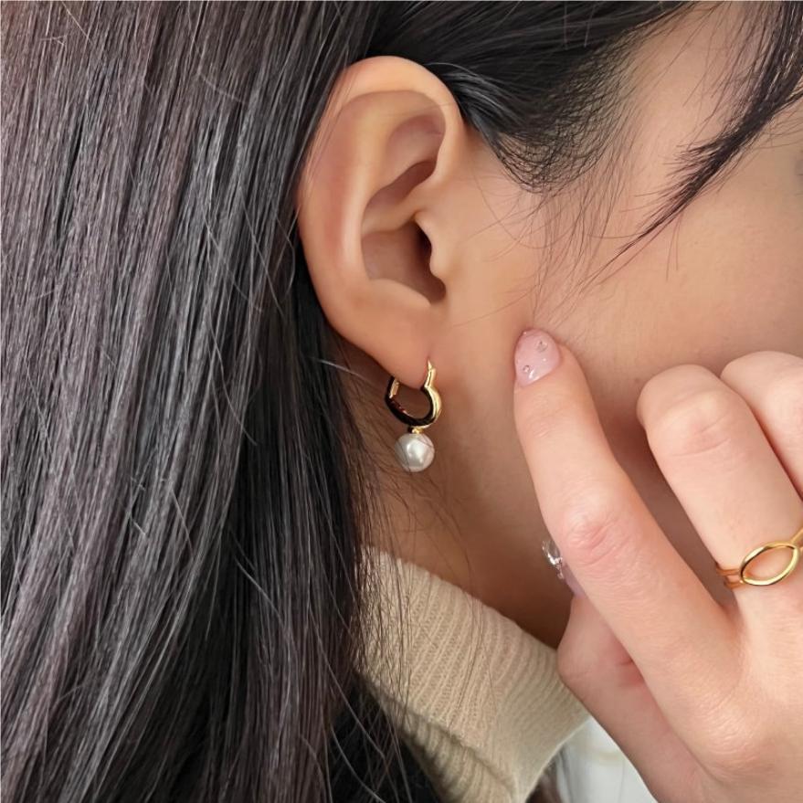 F廠-韓國韓版925純銀耳釘女珍珠愛心簡約時尚ins風耳釘耳環「C1122」25.07-4