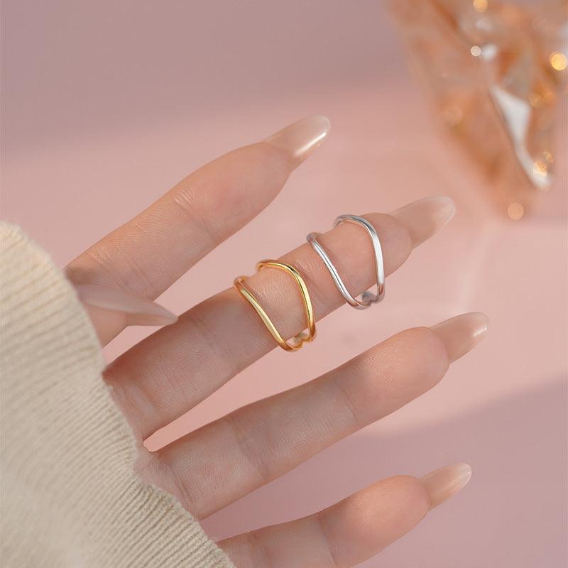 D廠-S925純銀韓版幾何鏤空戒指女簡約甜酷風清新百搭通勤手飾「YC3039R_2」25.03-4