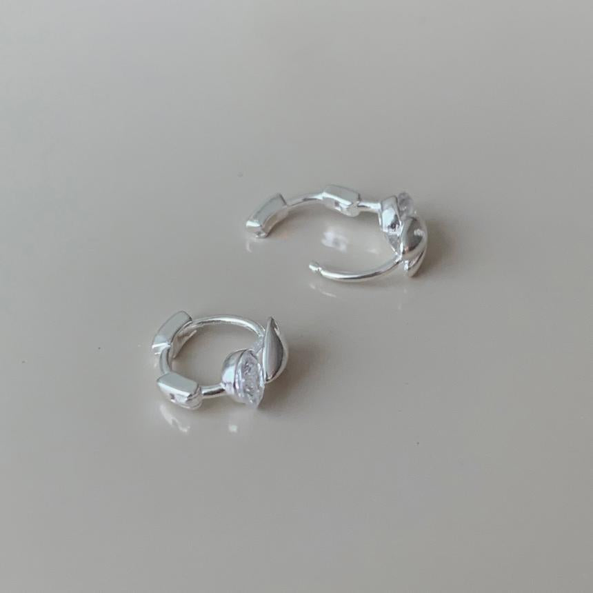 F廠-韓國韓版925純銀愛心鋯石耳扣耳環簡約氣質百搭ins風耳飾「C1399」25.05-4