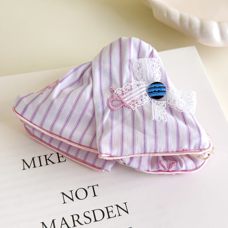 E廠-韓系甜美條紋小熊蝴蝶結三角抓夾大號髮量大2025新款後腦勺鯊魚夾「27170」25.07-1