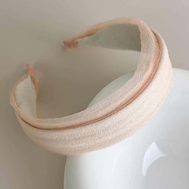 E廠-春夏氛圍感娟紗寬邊髮箍女日常外戴高顱頂洗臉頭箍布藝壓髮卡頭飾「27047」25.06-2