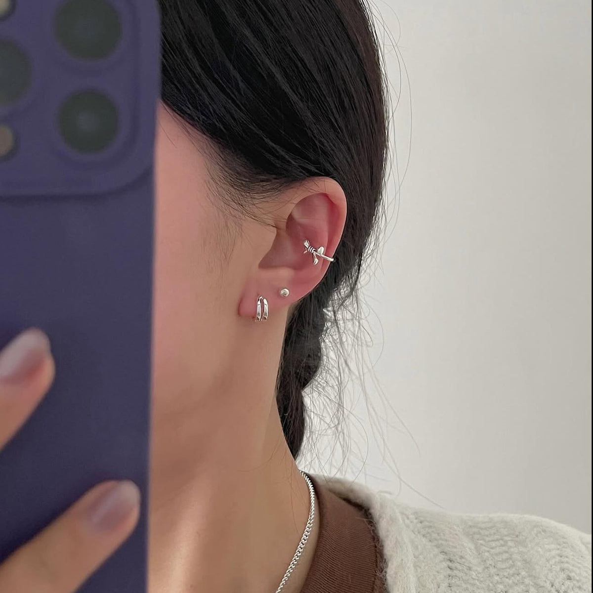 F廠-韓國韓版925純銀蝴蝶結耳夾耳環簡約氣質百搭ins風耳飾「C1396」25.05-2