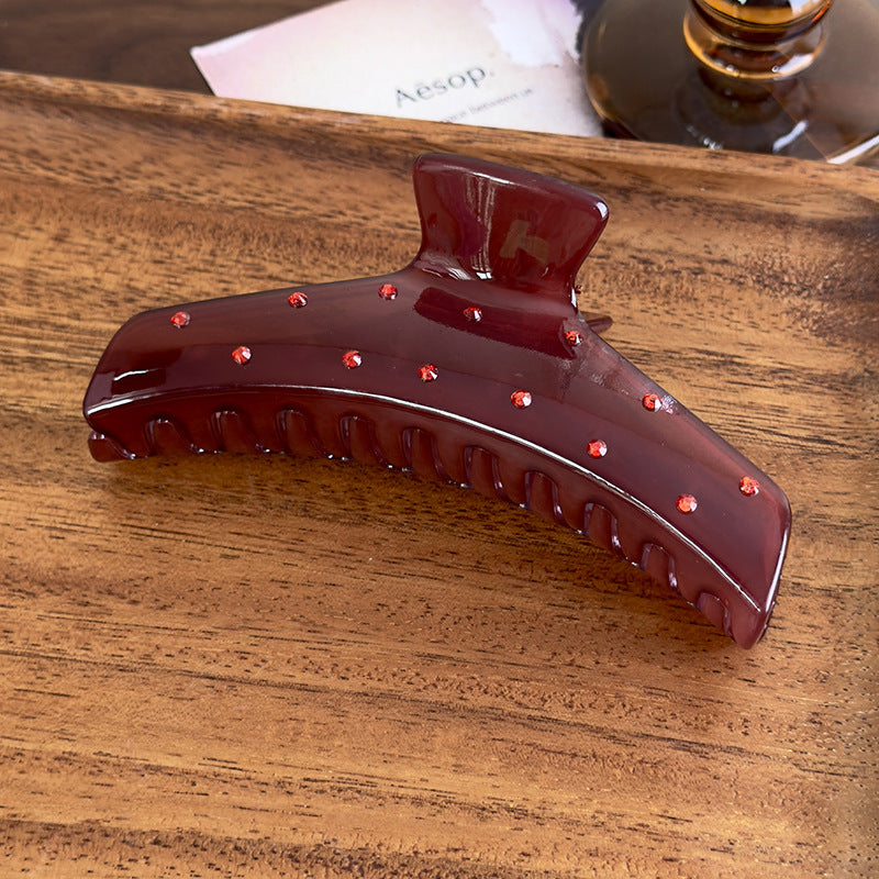 E廠-韓版髮飾頭飾氣質甜美清透感鑲鑽壓克力抓夾髮抓春夏彩色樹脂抓夾「27015」25.05-5