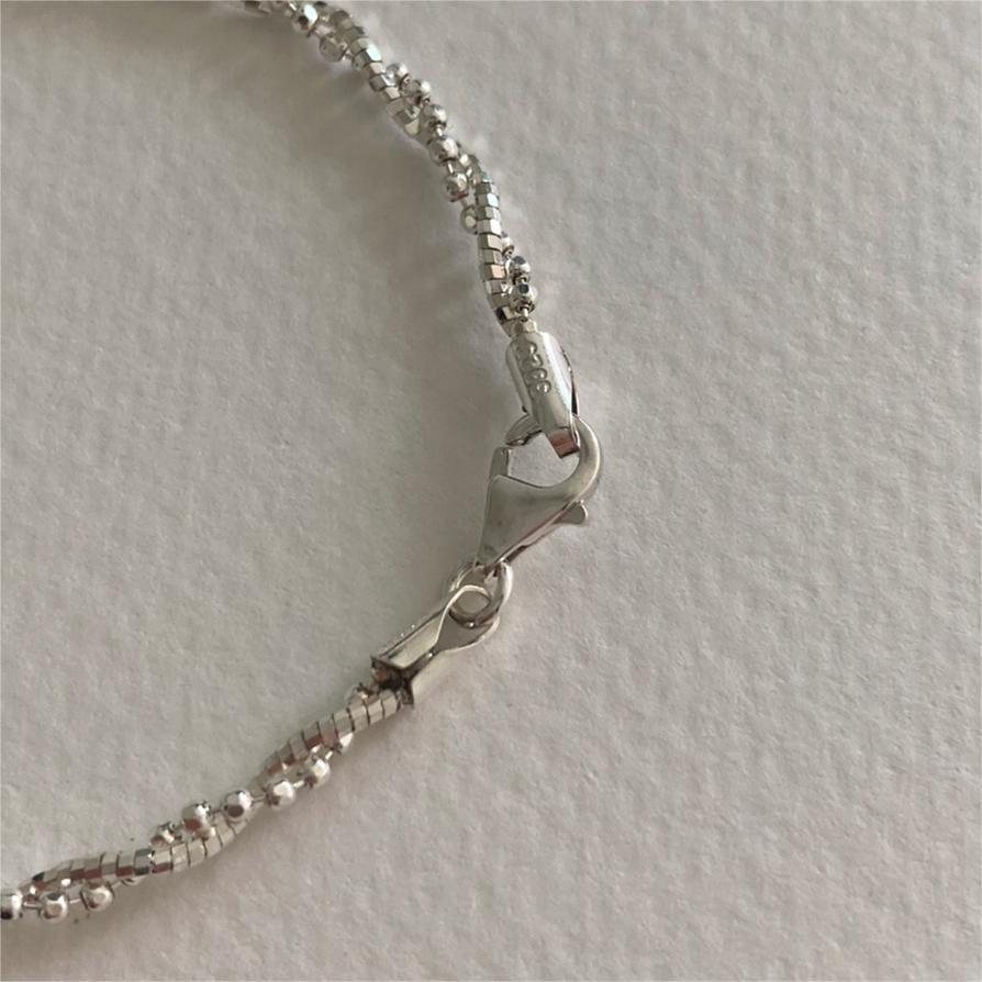 F廠-韓國韓版925純銀碎銀切面圓珠手鍊簡約小眾細線條手鍊手飾「A355」25.08-2