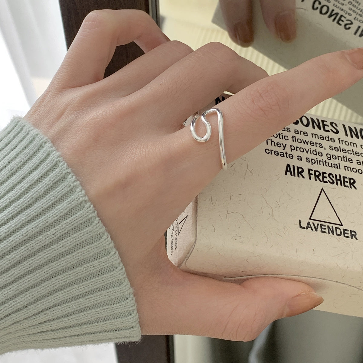 F廠-韓國韓版925純銀線戒指幾何極簡不規則彎曲戒指女設計感ins網紅戒「J1235」25.06-1