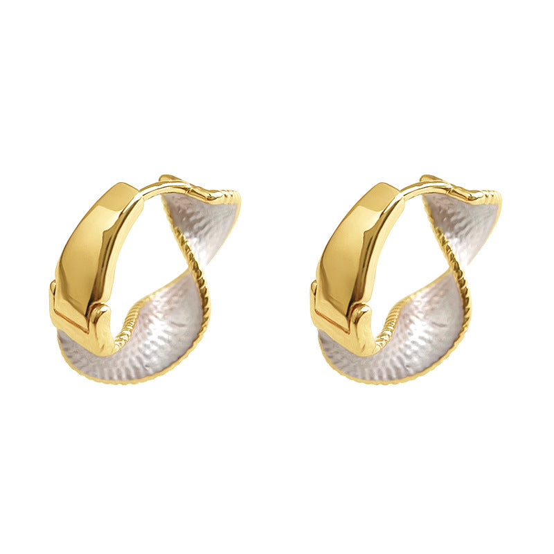 A廠-時尚高級感幾何扭曲空間感手工彩繪百搭通勤新款耳飾工廠耳環飾品「6986」25.10-5