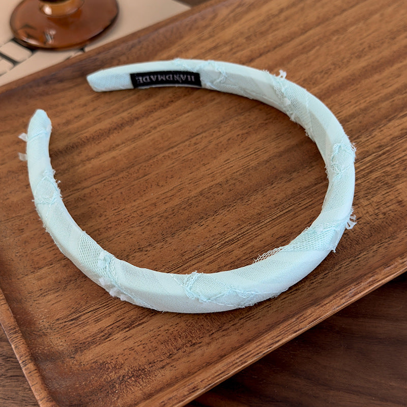 E廠-簡約糖果色百搭髮卡頭箍彩色網紗條紋布藝髮箍網紅壓髮髮卡飾品女「26873A」25.05-1