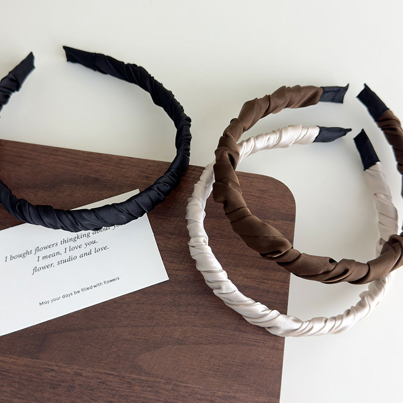 E廠-繞布藝緞面髮箍女2025新款高級感頭窟外出壓髮氣質髮卡髮飾頭飾「27106」25.06-4