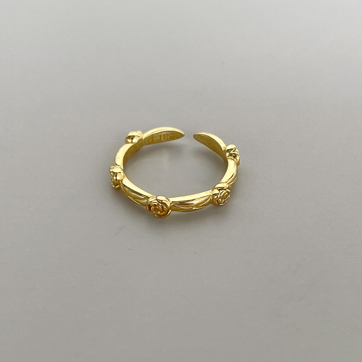 C廠-小眾高級感菱格紋純銀鋯石戒指輕奢冷淡風時尚氣質玫瑰花森系指環「JZ-0712」25.10-5