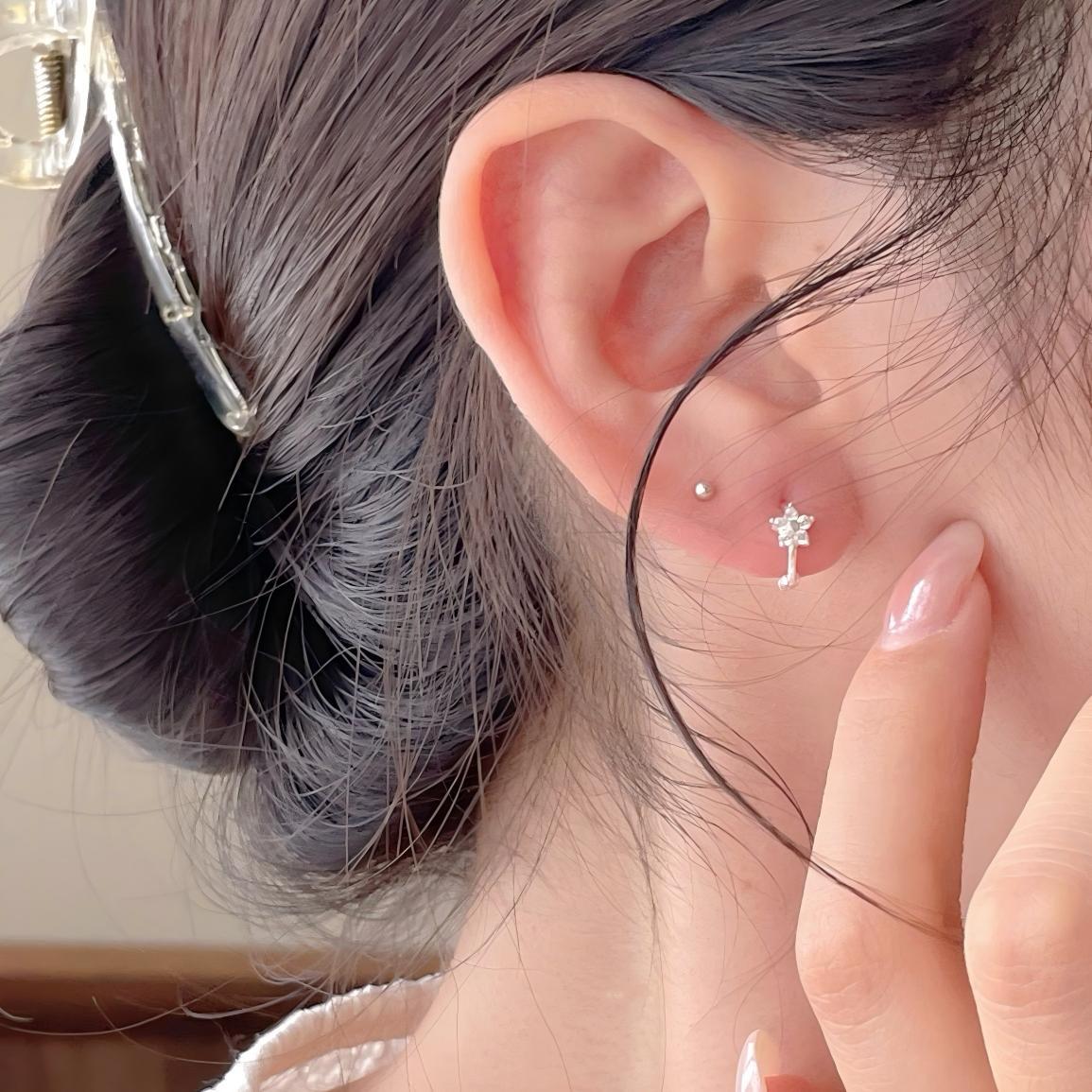 F廠-韓國韓版925純銀鋯石耳扣耳釘女簡約時尚ins小紅書耳環「C1409」25.09-3