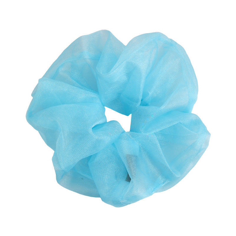 E廠-夏日薄荷 ins湖水藍網紗大腸髮圈女超大清涼感髮繩小清新百搭髮飾「26963」25.05-4