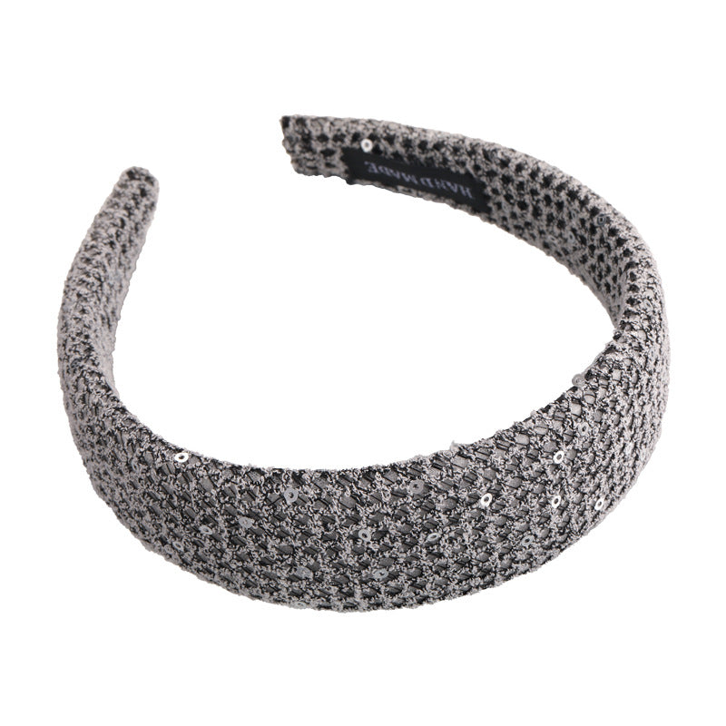 E廠-亮片編織網格髮箍高顱頂百搭頭箍高級感小香風頭箍髮飾新款女「27131」25.06-4