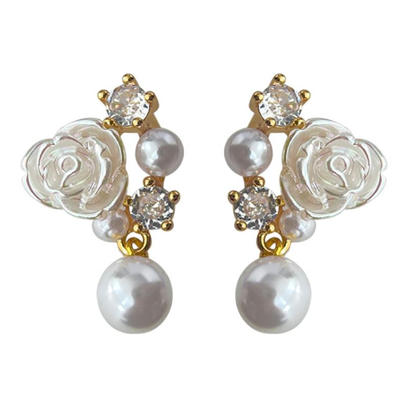 A廠-微鑲鋯石鍍14K立體花朵銀針耳飾女清新甜美森系優雅夏日新耳環「4402」24.07-1