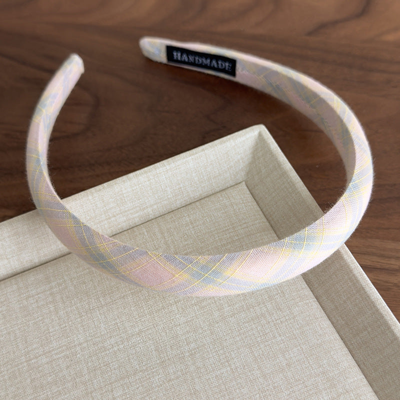 E廠-小清新甜美糖果色格紋細髮箍頭飾時尚氣質高顱頂窄邊頭箍髮卡女「27097」25.06-3