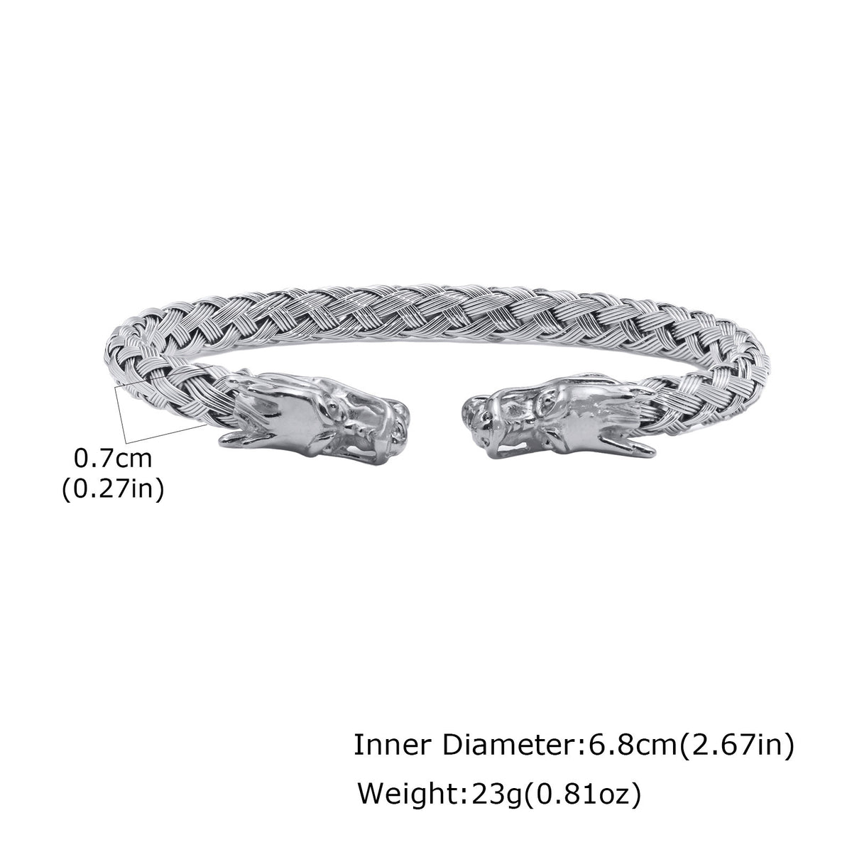 G廠-鈦鋼跨境飾品 男士潮流嘻哈酷手環不鏽鋼編織龍頭開口手鐲「B-444」25.07-2