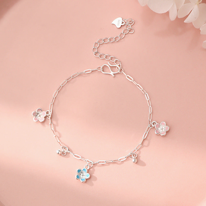 D廠-S999足銀新中式花朵手鍊女文藝氣質小眾日常通勤手飾批發「YC5012SL_2」25.08-5