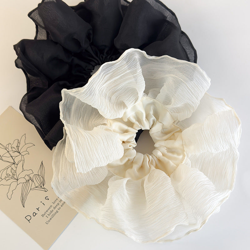 E廠-仙氣超大號花邊大腸髮圈2025新款頭繩髮繩頭花女高級感扎馬尾髮飾「26651」25.06-3