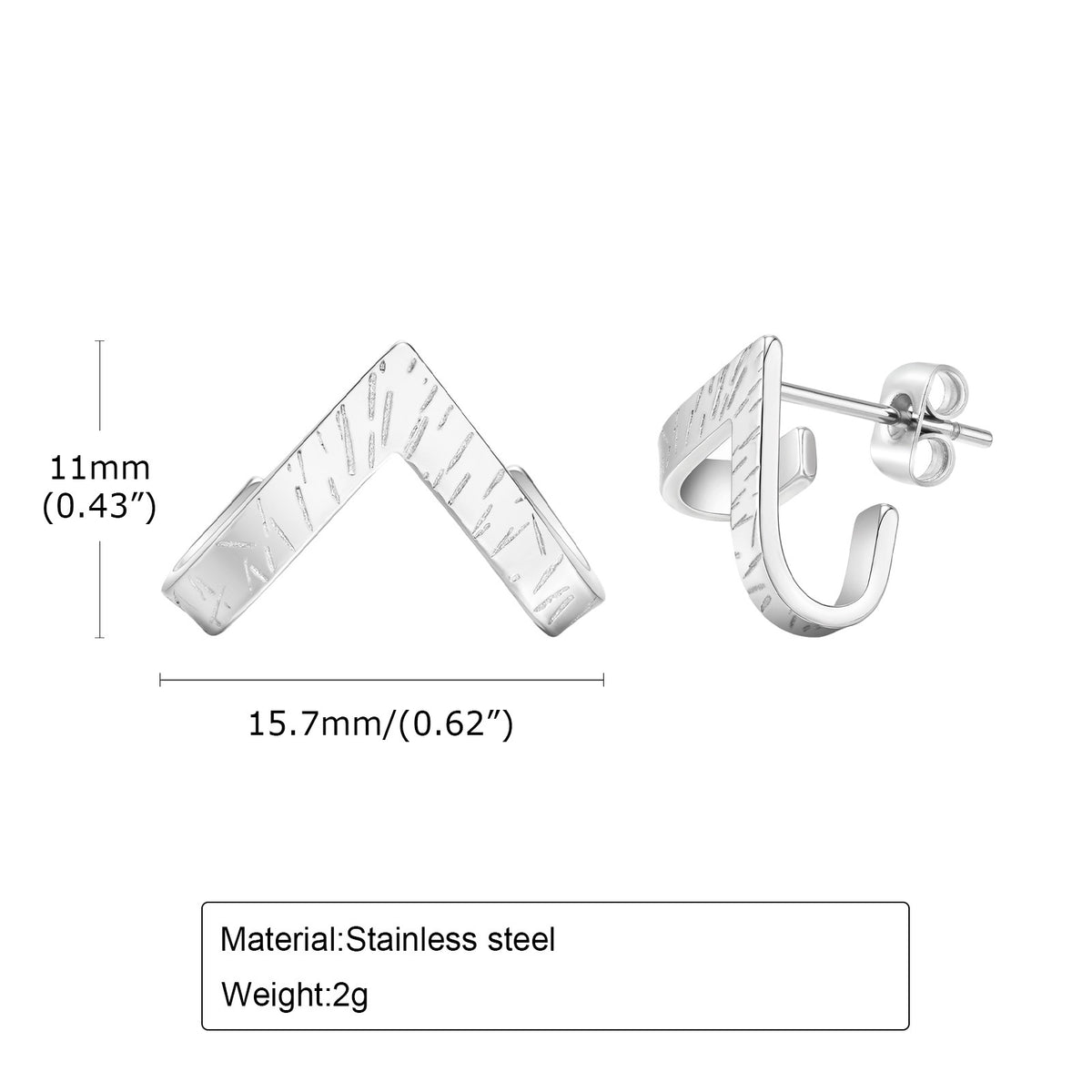 G廠-跨境飾品批發 不鏽鋼男士時尚潮流 幾何V字耳釘「ES-359」25.04-3