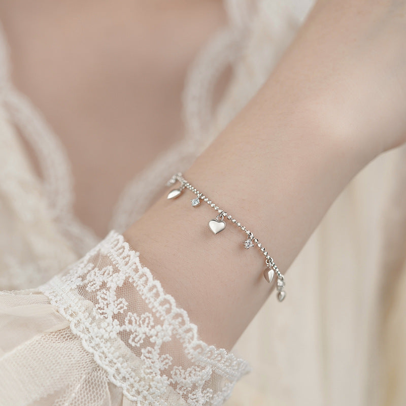D廠-S925純銀愛心鋯石手鍊小眾韓風氣質文藝少女感清新手飾「YC4582SL_1」25.06-1