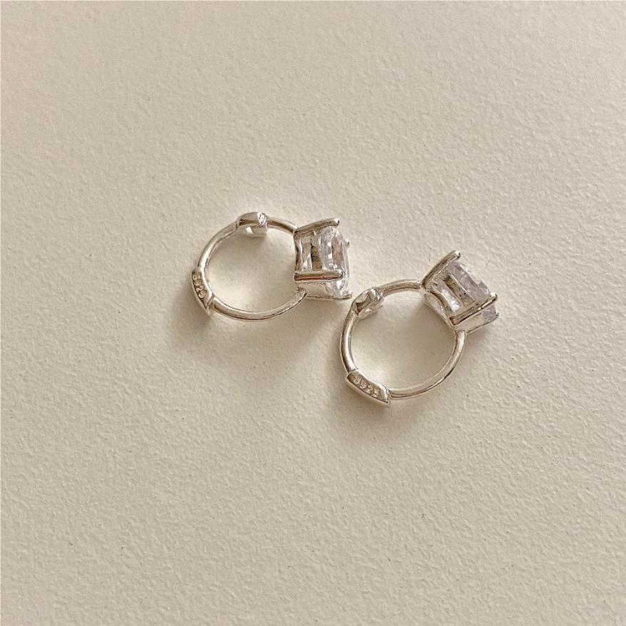 F廠-韓國韓版925純銀四爪耳釘女鋯石簡約時尚ins風耳釘耳環「C1114」25.05-5