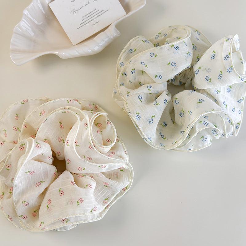 E廠-森系碎花大腸髮圈女2025新款韓系溫柔高級感褶皺髮繩大號頭繩頭花「26707」25.03-4